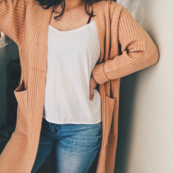 Coin 1804 Peachy Blush Rib Knit Long Cardigan - Picture 3 of 8